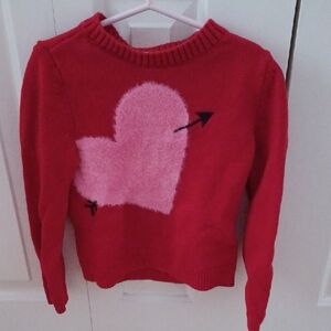 Girls Red Heart Sweater